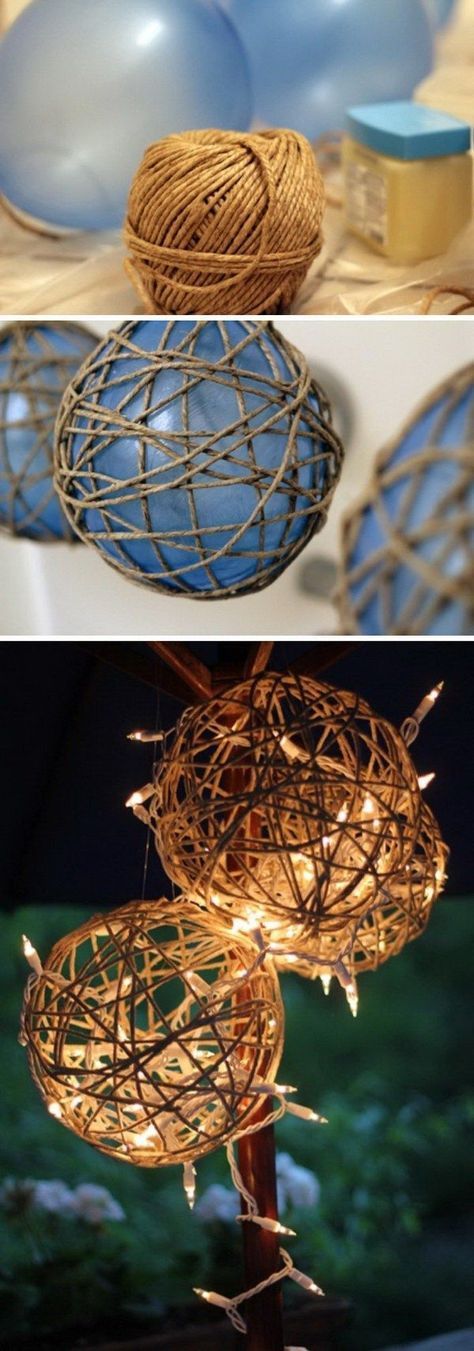 DIY Twine Garden Lanterns. 