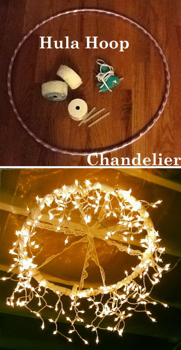 DIY Hula Hoop Chandelier. 