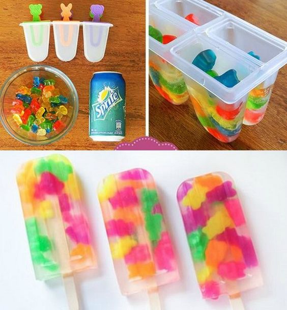 Gummy Bear Popsicles With Sprite. 