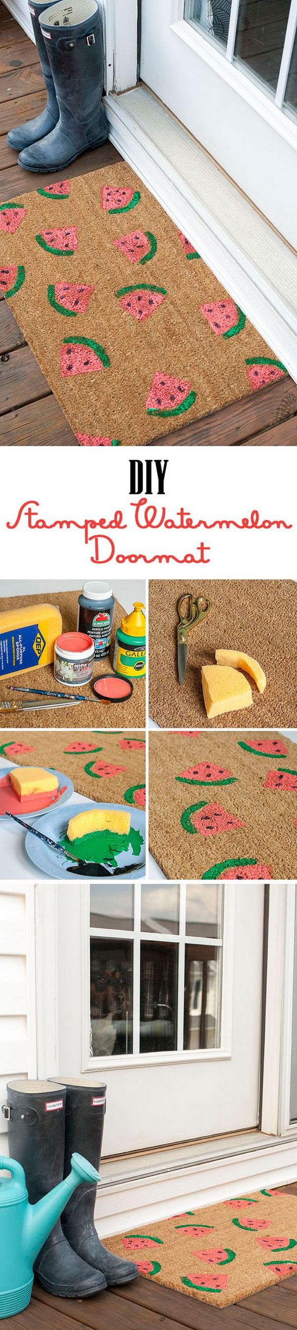 DIY Stamped Watermelon Doormat. 