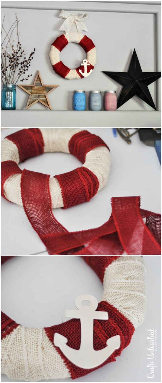 Nautical DIY Burlap Wreath in 5 Minutes. 