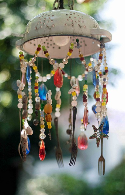 wind chime diy tutorials colander silverware kitchen beads hative base shells