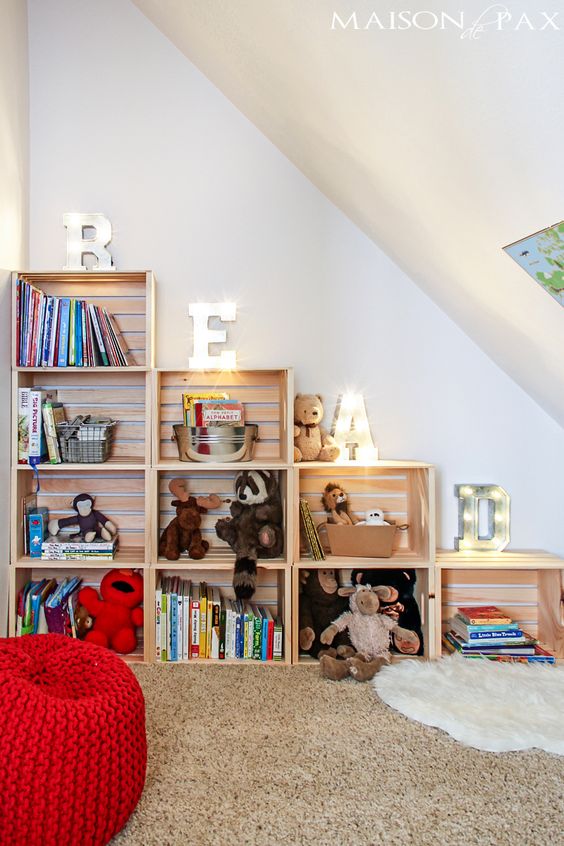 Use Wood Crate to Make Storage Shelving. 