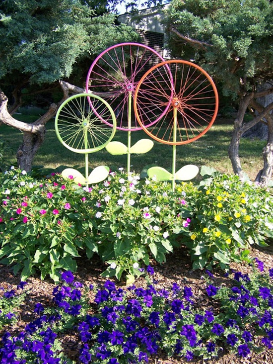 Old Bicycle Rims Painted Bright Colors Make 