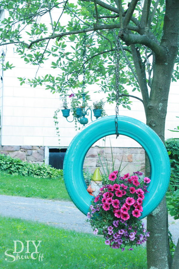 DIY Tire Flower Planter. 