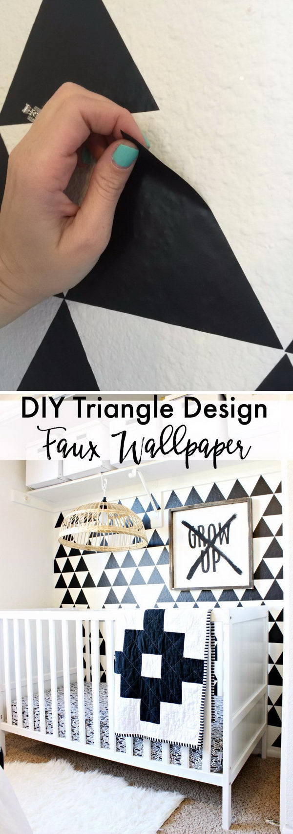 DIY Triangle Design Faux Wallpaper. 