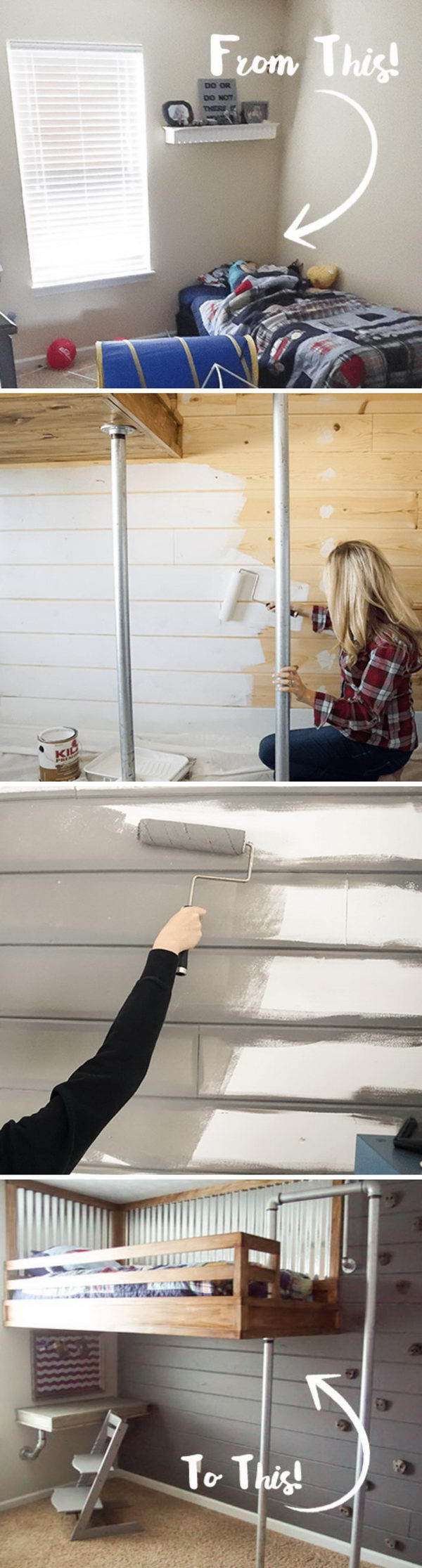 Gray Shiplap Style Accent Wall. 