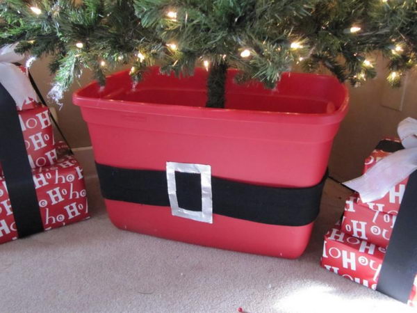 DIY Storage Box Bin Christmas Tree Stand. 