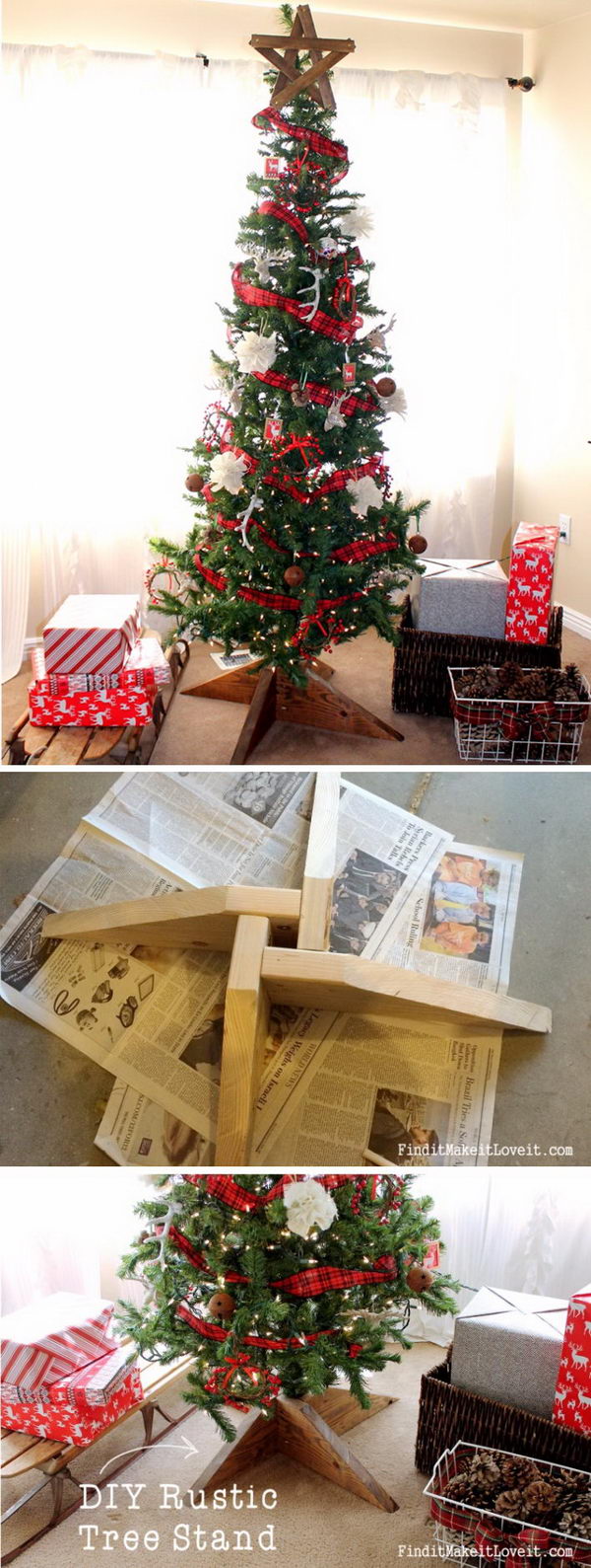 DIY Rustic Wood Tree Stand. 