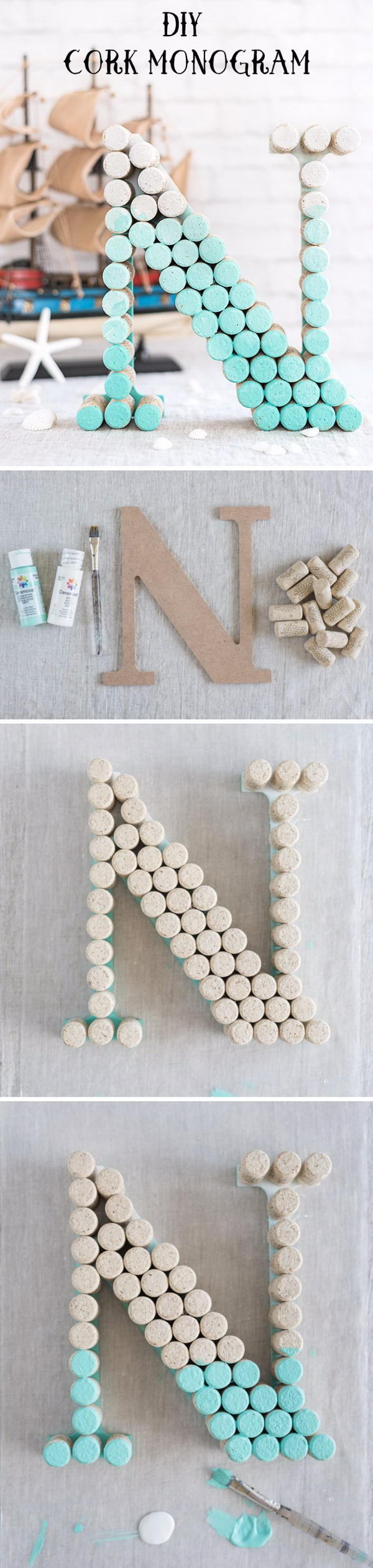 DIY Ombre Wine Cork Monogram Letter. 