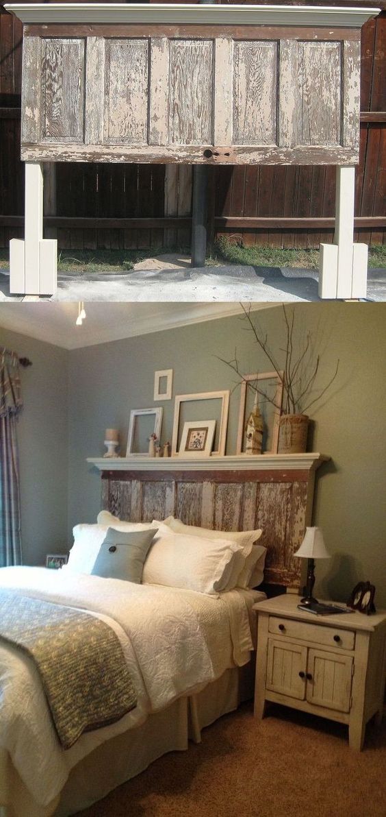 diy wooden headboard with lights