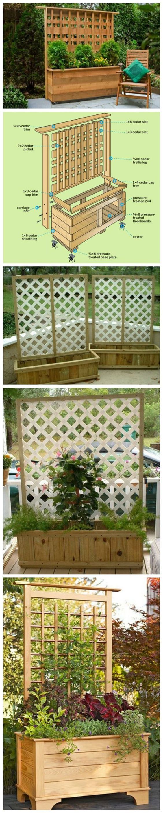 DIY Planter Box with Climbing Trellis. 