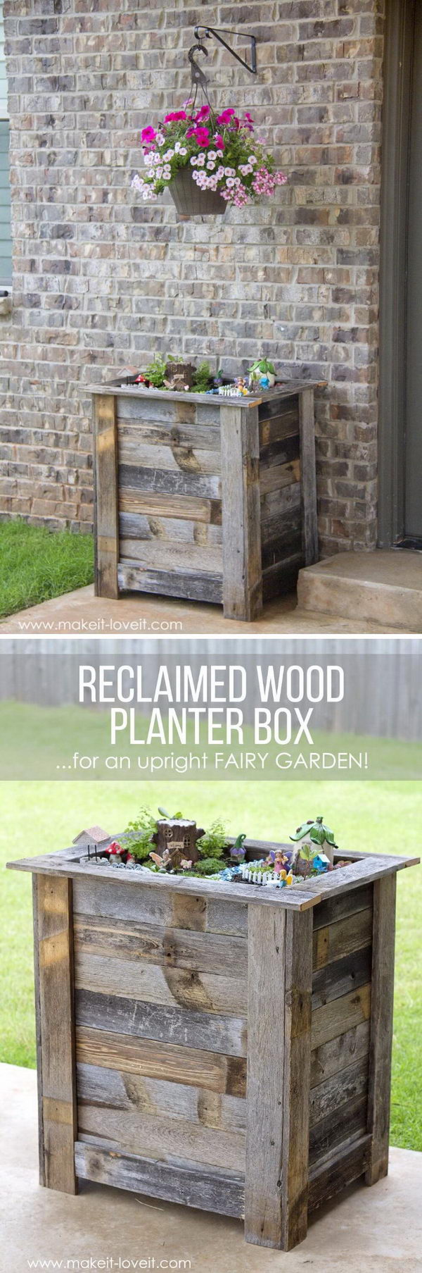 DIY Reclaimed Wood Planter Box for a Fairy Garden. 