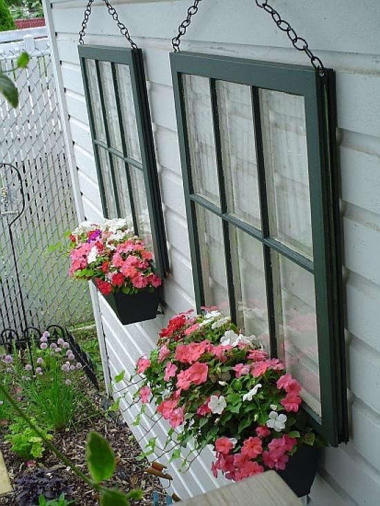 Repurposed Window Planter Boxes. 