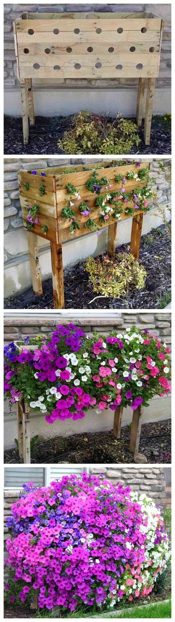 DIY Cascading Flower Pallet Planter Box. 