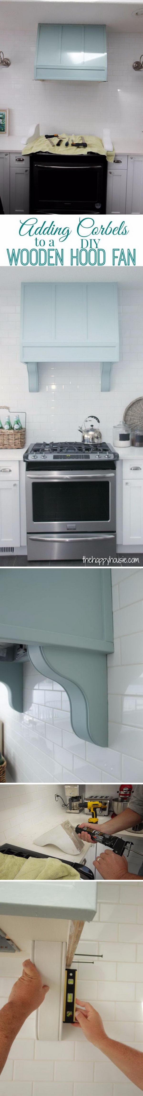 Add Corbels to a DIY Wooden Hood Fan. 