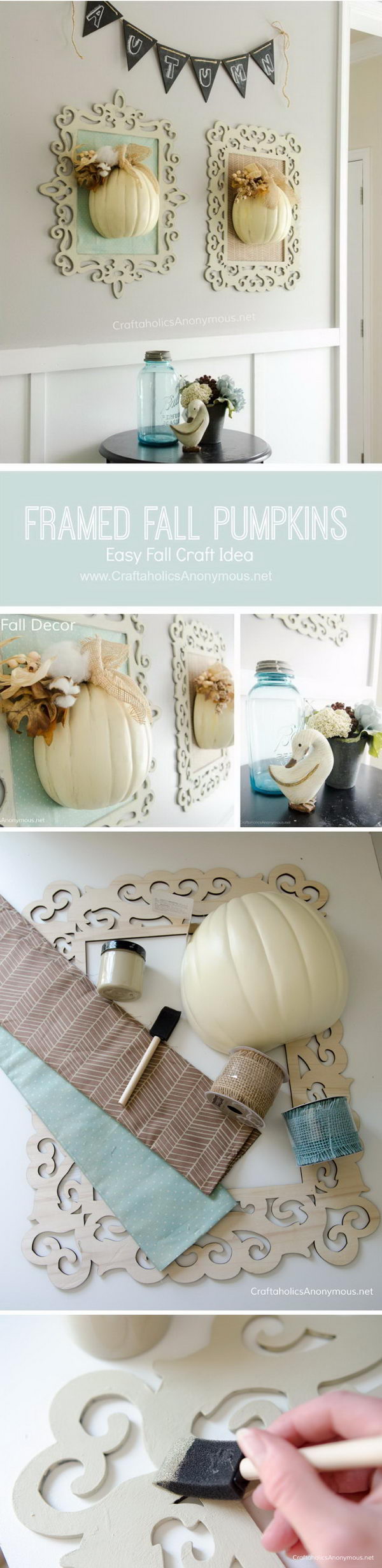 Framed Fall Pumpkins Wall Art. 