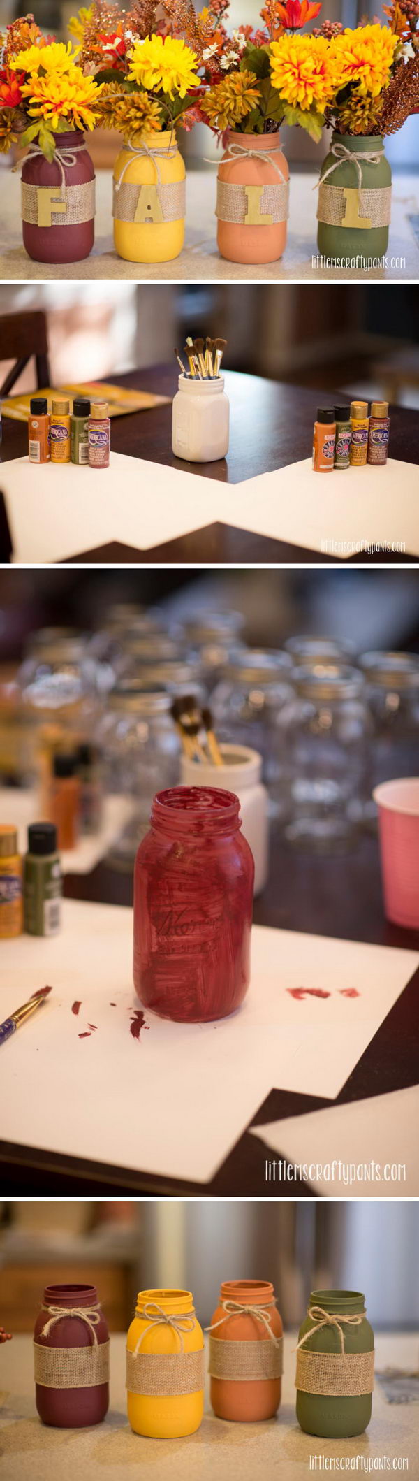 DIY Fall Mason Jar Decoration. 