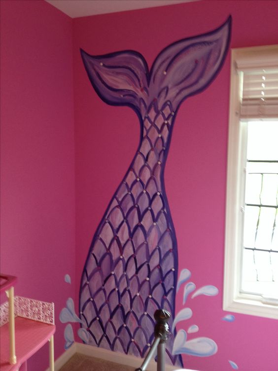 Mermaid Tail Mural Art. 