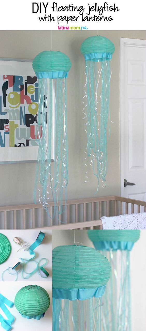 DIY Floating Jellyfish For Mermaid Bedroom. 