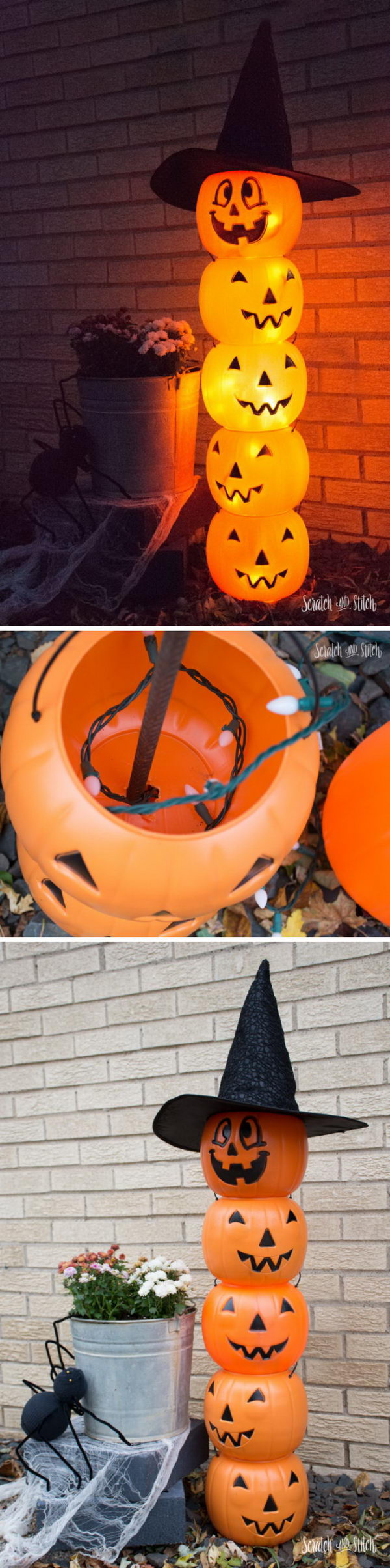 Glowing Plastic Jack O- Lantern Totem. 