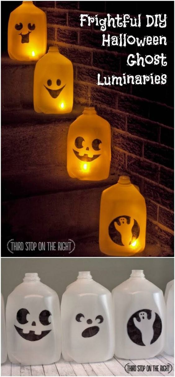 DIY Milk Jug Ghost Luminaria. 