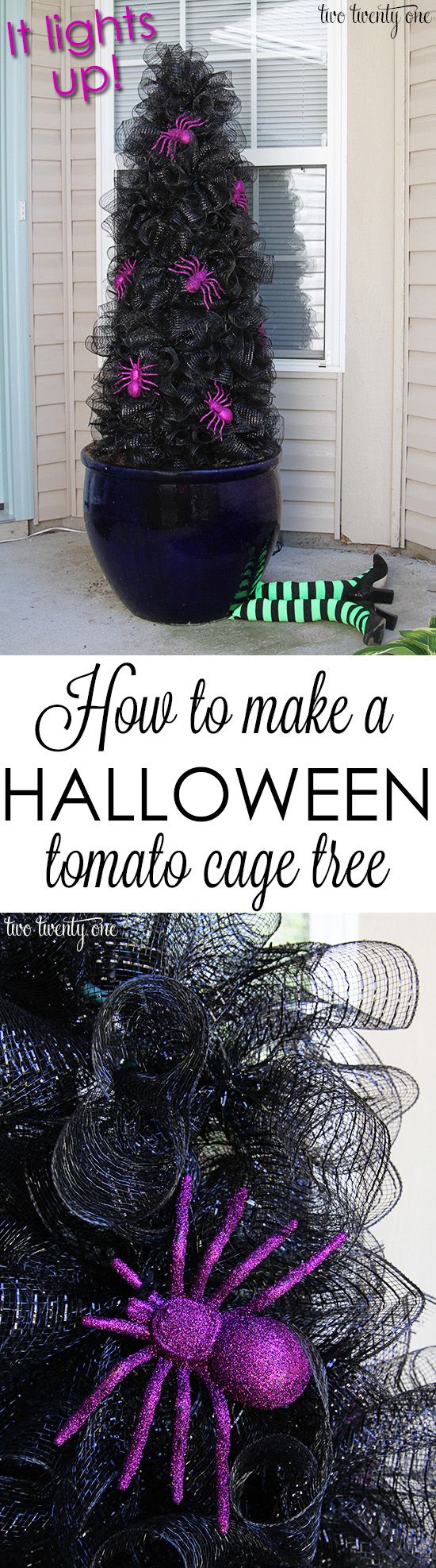 Halloween Tomato Cage Tree. 