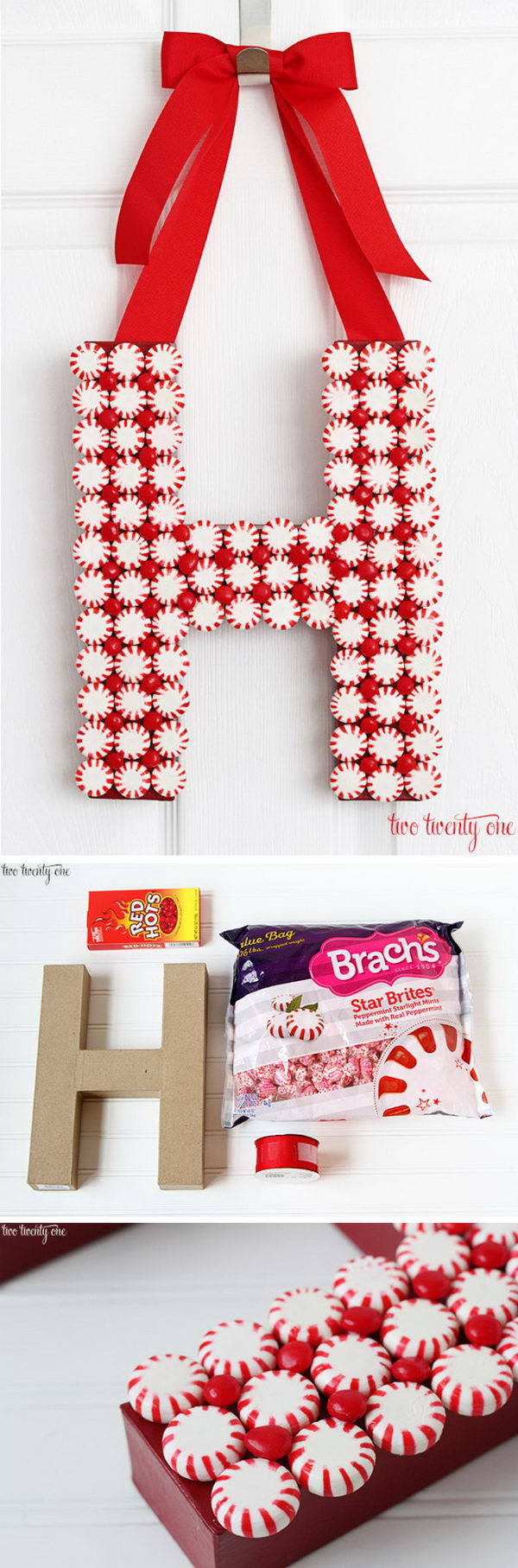 DIY Peppermint Monogram Wreath. 