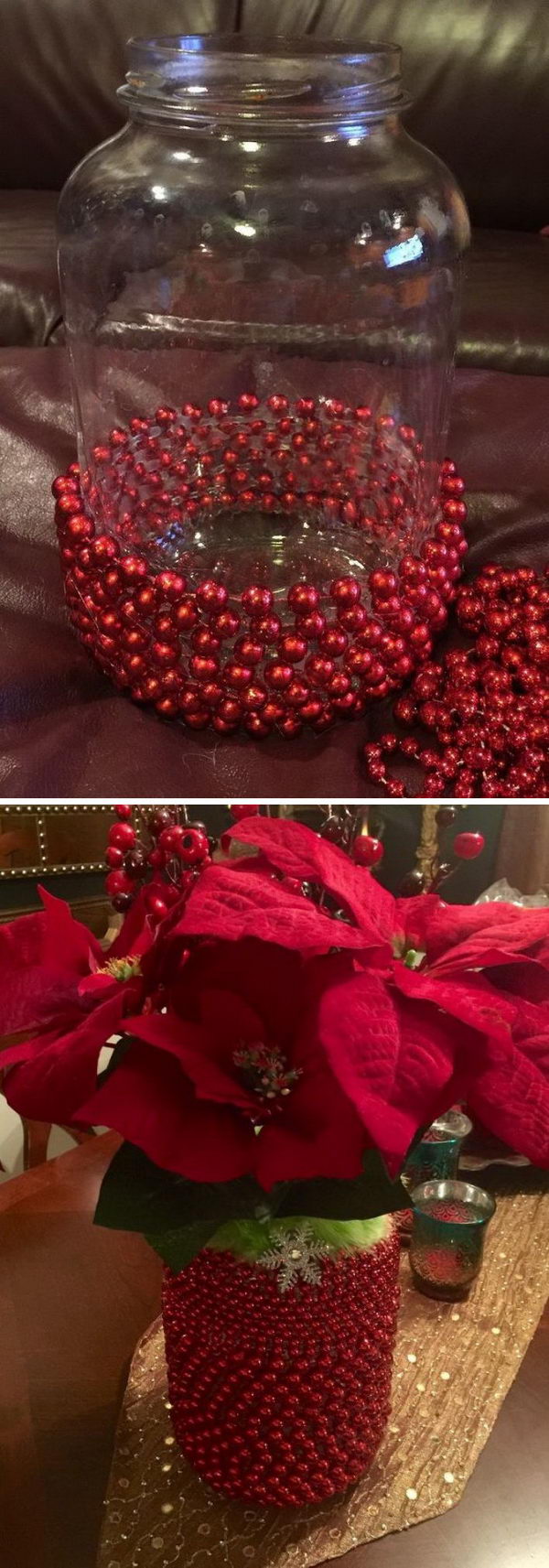 DIY Beaded Pickle Jar For Christmas. 