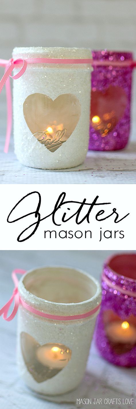 Glitter Mason Jar Votive. 