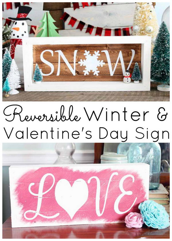 Reversible Winter And Valentine's DAY Sign. 