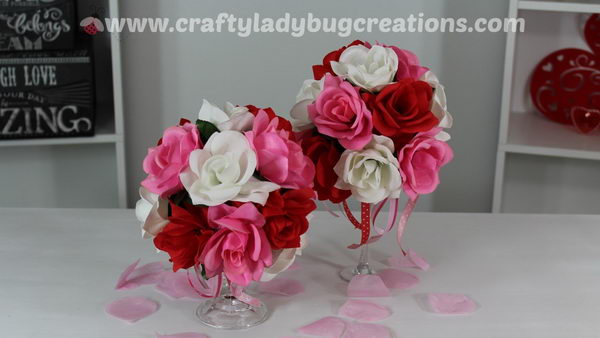 Dollar store Gorgeous Valentine's Day Flower Arrangement. 