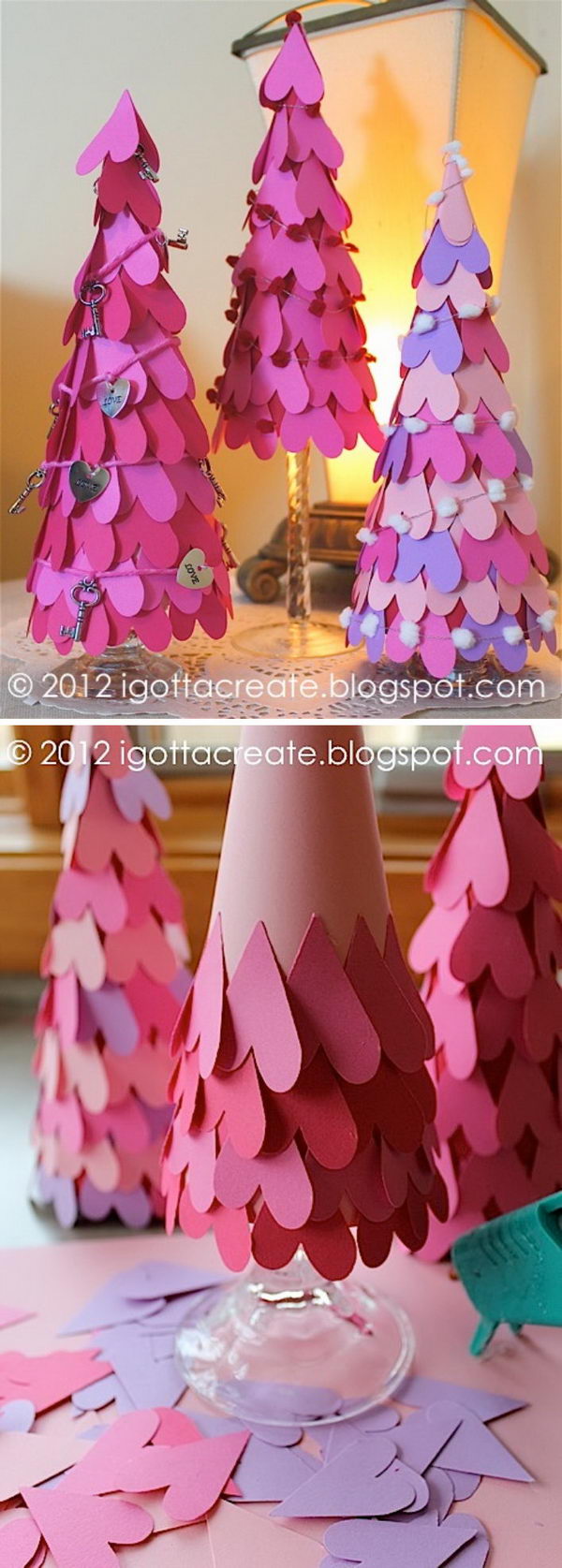 DIY Valentine Heart Cone Tree. 