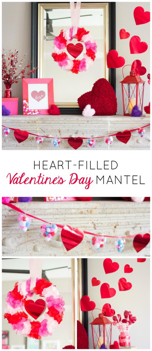 30+ Beautiful Valentine's Day Mantel Decoration Ideas - Hative