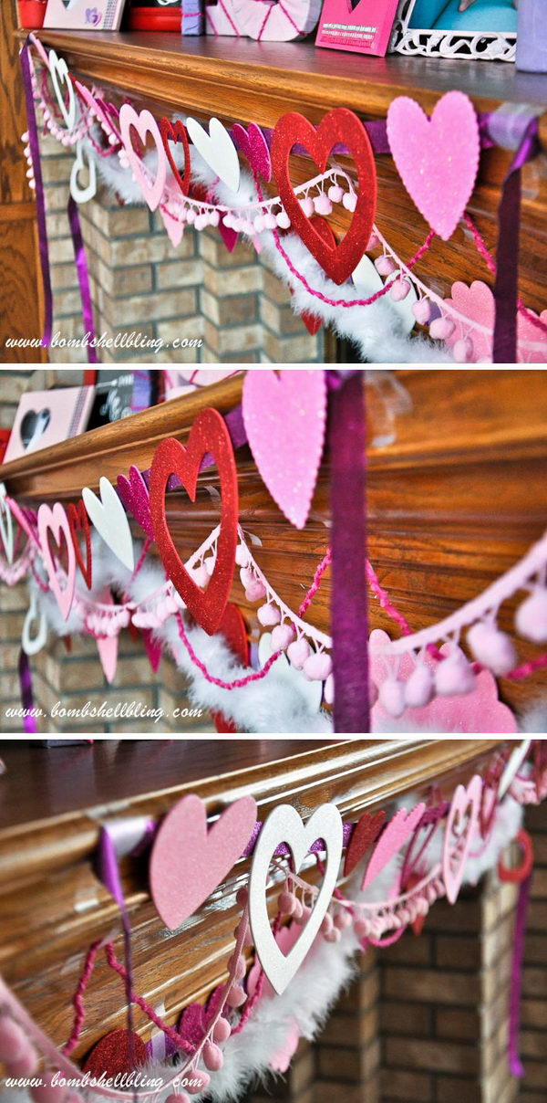 DIY Glitter Heart Garlands. 