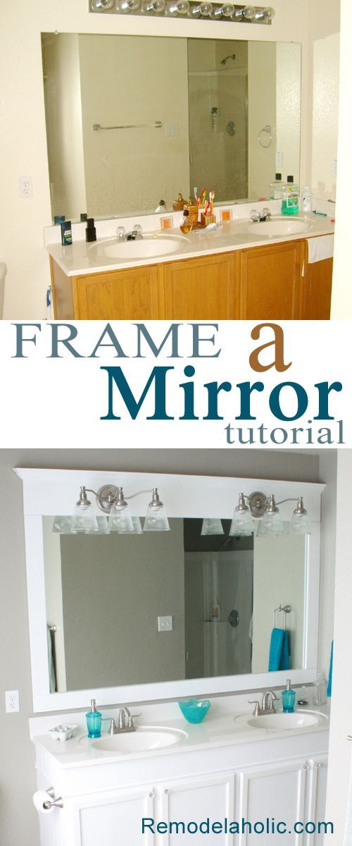 Bathroom Mirror Framed with Crown Molding. 