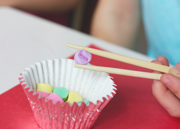 Valentine Chopstick Pick Up Game. 