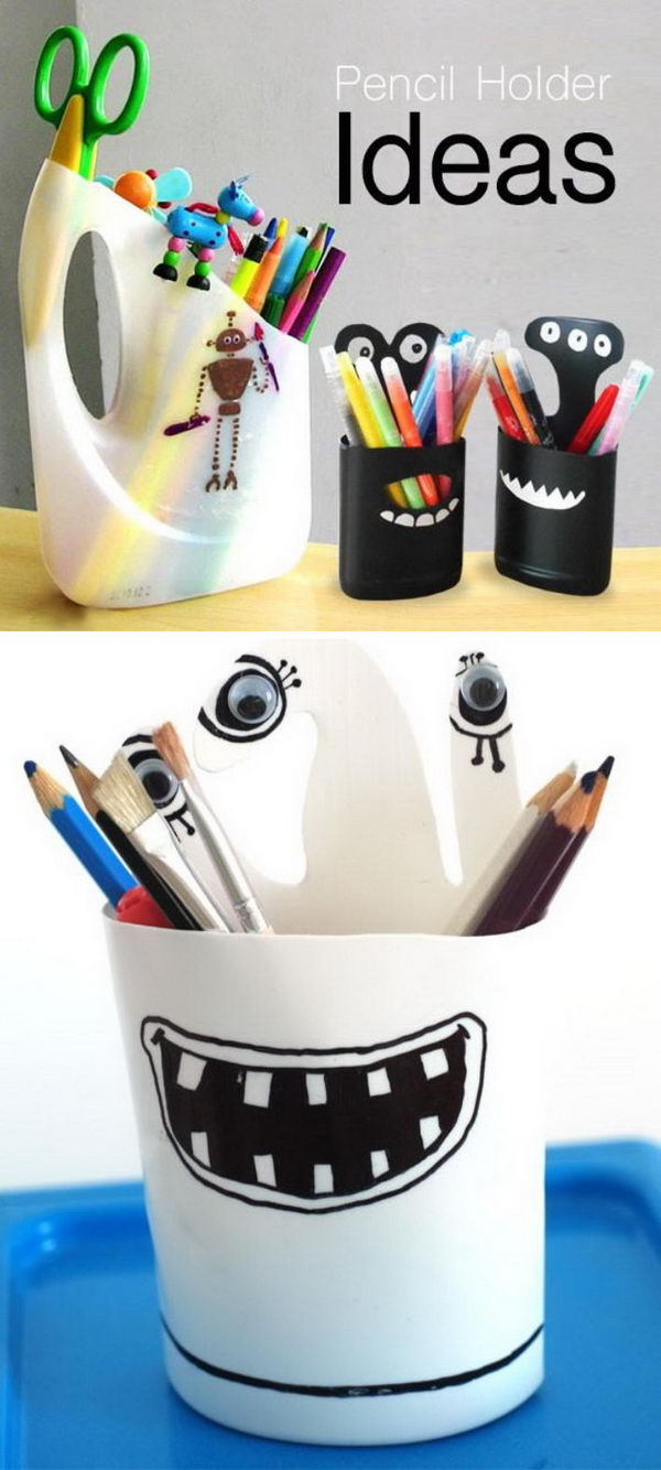 Diy Plastic Bottle Pencil Holder Hative