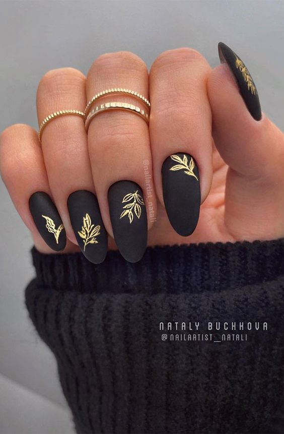 Gold leaf nails. 