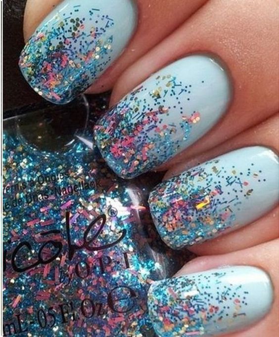 Glitter nails. 