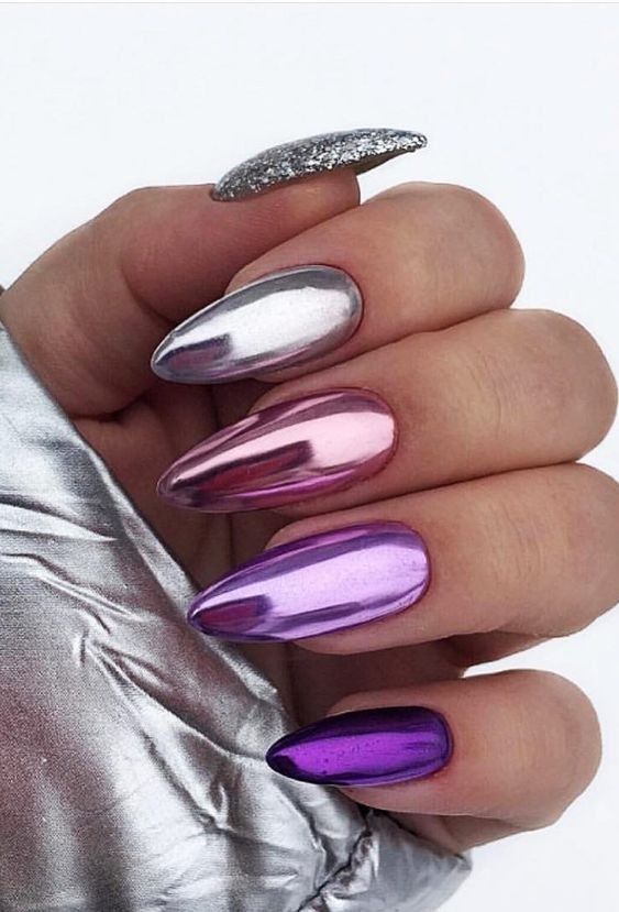 Metallic nails. 