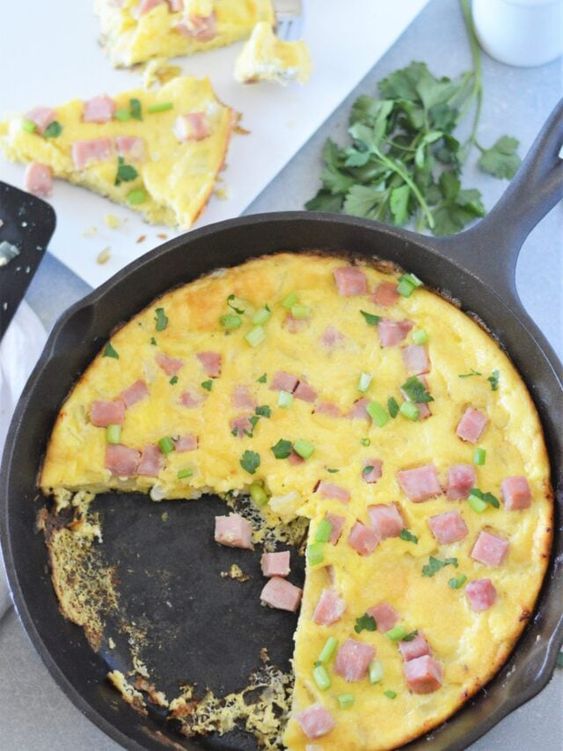 Easy Ham and Cheese Frittata. 