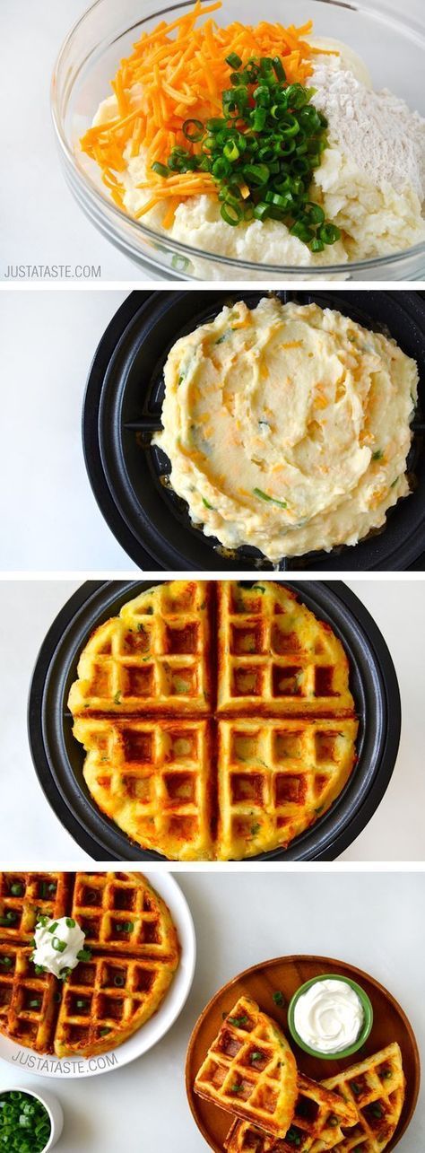 Cheesy Leftover Mashed Potato Waffles. 