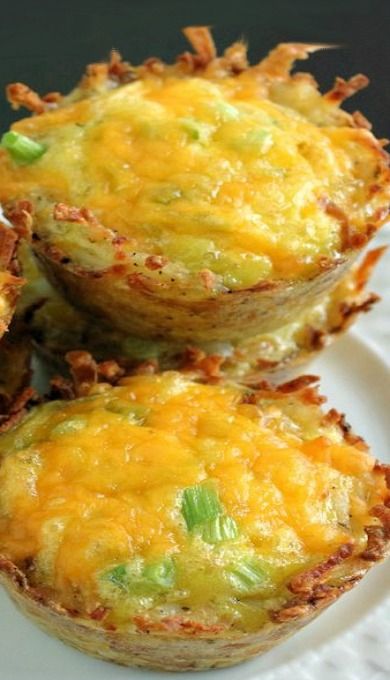 Cheddar Onion Hash Brown Cups. 