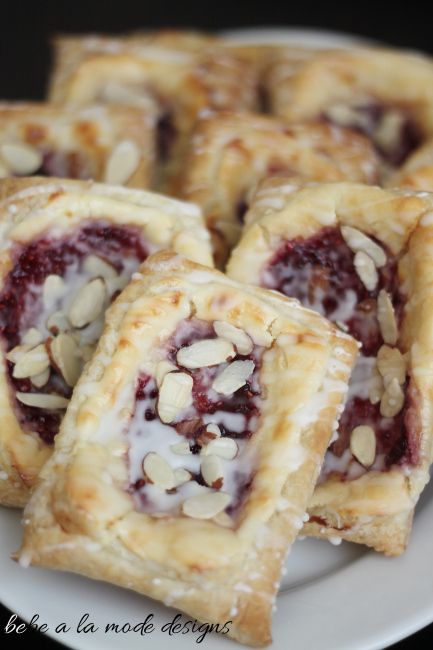 Raspberry Almond Cream Cheese Danishes. 