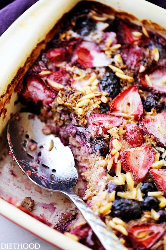 Oatmeal with Berries and Nuts for Breakfast. 