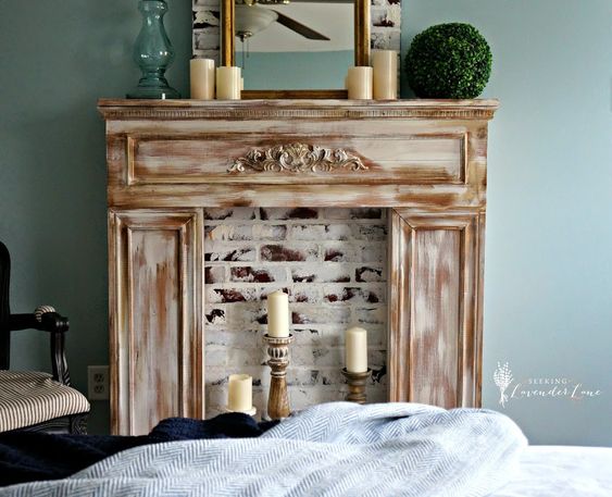 DIY Vintage Wood Fireplace Surround. 