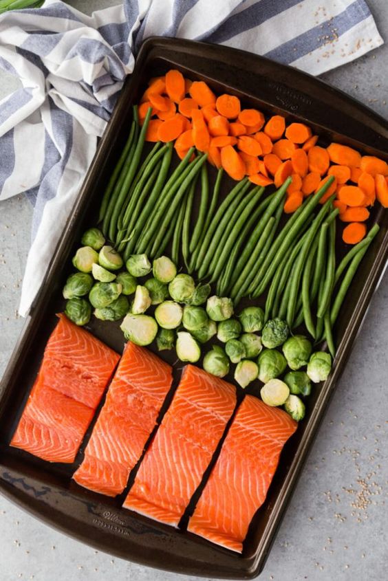 Sheet pan Teriyaki Salmon. 