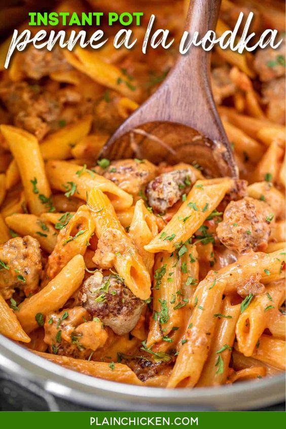 Instant Pot Penne Alla Vodka With Sausage. 