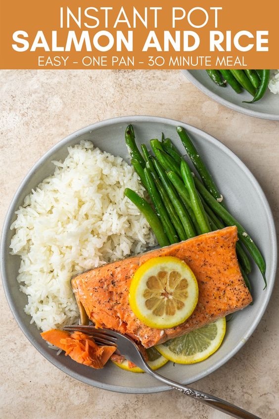 Instant Pot Salmon and Rice. 